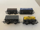 Hornby Rake Of 4 Mixed Open Wagons, Closed Wagons & Tanker Unboxed OO Gauge