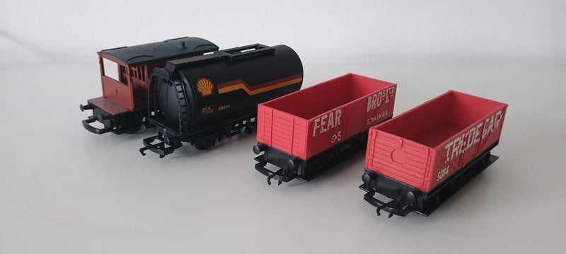 Hornby Rake Of  4 Wagons, 2 Open, 1 x TTA & 1 Brake Van Unboxed OO Gauge