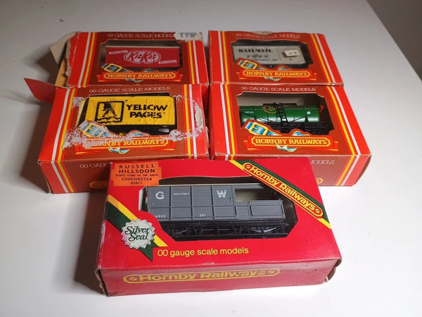 Hornby Rake Of 5 Boxed Closed Wagons OO Gauge R018, R042, R063, R127 & R722