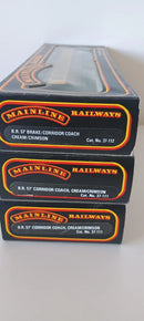 Mainline Rake Of 3 57Ft BR Cream/Crimson Corridor Coach 37-111 X2 & 37-112 Boxed