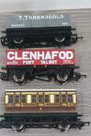 Hornby Rake Of 2 Open Wagons and a Four Wheel Coach GWR From a Set Unboxed OO