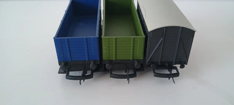 Hornby Rake of 3 OO Gauge Mixed Wagons 2 X Open Wagons & a Vent Van Unboxed.