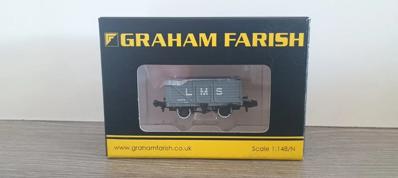 Graham Farish 377-087 7 Plank End Door Wagon LMS Grey N gauge Boxed