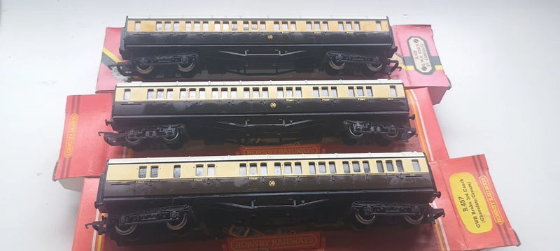 Hornby Rake Of 3 GWR Composite Coaches Chocolate/Cream  R456, R457 & R429