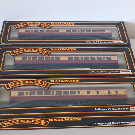 Mainline Rake Of 3 57Ft BR Cream/Crimson Corridor Coach 37-111 X2 & 37-112 Boxed