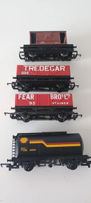 Hornby Rake Of  4 Wagons, 2 Open, 1 x TTA & 1 Brake Van Unboxed OO Gauge